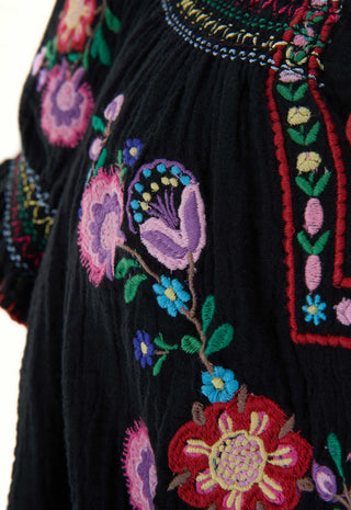 close-up-of-a-black-embroidered-textile-with-colorful-floral-motifs-in-pink-purple-blue-green-red-and-yellow-plus-decorative-border-stitching