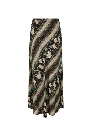 a-long-maxi-skirt-with-a-diagonal-striped-and-floral-pattern-in-black-beige-and-brown-shown-against-a-plain-white-background