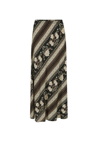 a-midi-length-skirt-with-a-diagonal-striped-pattern-featuring-black-brown-beige-and-cream-floral-motifs-shown-against-a-plain-white-background